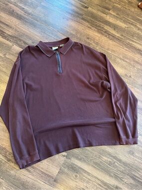 Vintage LL Bean Burgundy Quarter 1/4 Zip Pullover Men’s Size XL